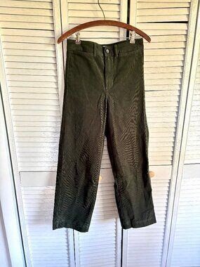Everlane Sailor Pant in Corduroy Dark Green Size 4
